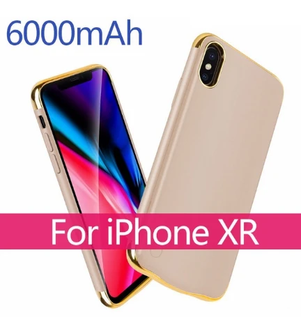For iphone XR Gold 5500 мАч/6000 мАч ультра тонкая батарея зарядное устройство чехол для iPhone X XS MAX XR батарея чехол банк питания чехол внешнее резервное зарядное устройство чехол - Цвет: For iphone XR Gold