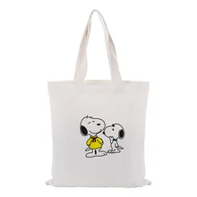 Милая Холщовая Сумка-тоут с рисунком собаки из мультфильма, индивидуальный принт, текстовый логотип, ручная сумка для ежедневного использования, Экологичная сумка для покупок, многоразовая сумка для покупок