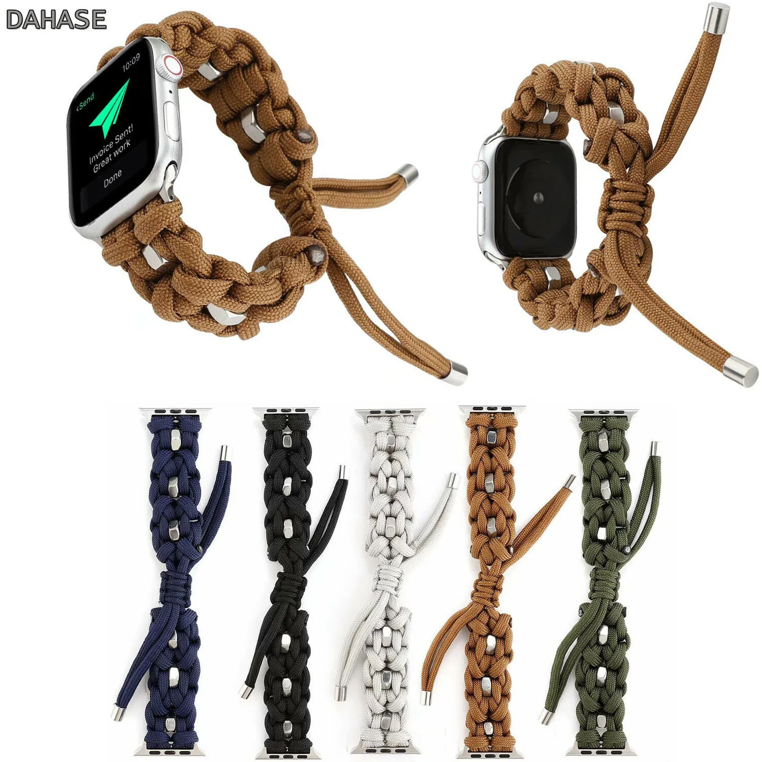 Спортивные часы браслет для Apple Watch Series 5 4 3 2 1 плетеный нейлоновый ремешок iWatch 38 40 42