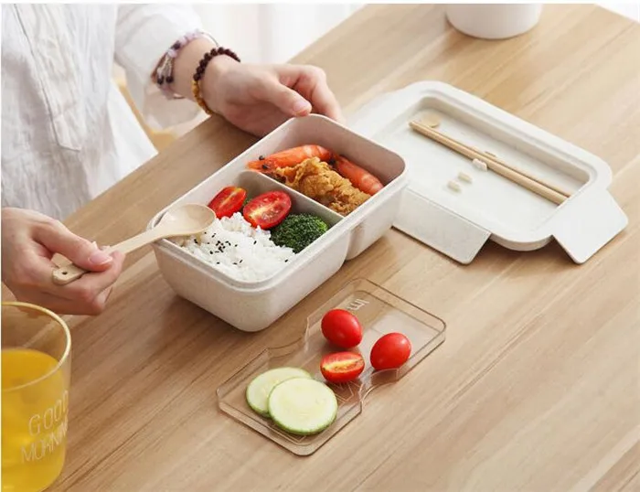 Детское питание контейнер Bento Box Портативный Ланчбокс 850 мл Студенческая коробка для завтрака еды закуска Пшеничная солома герметичный ящик для хранения еды