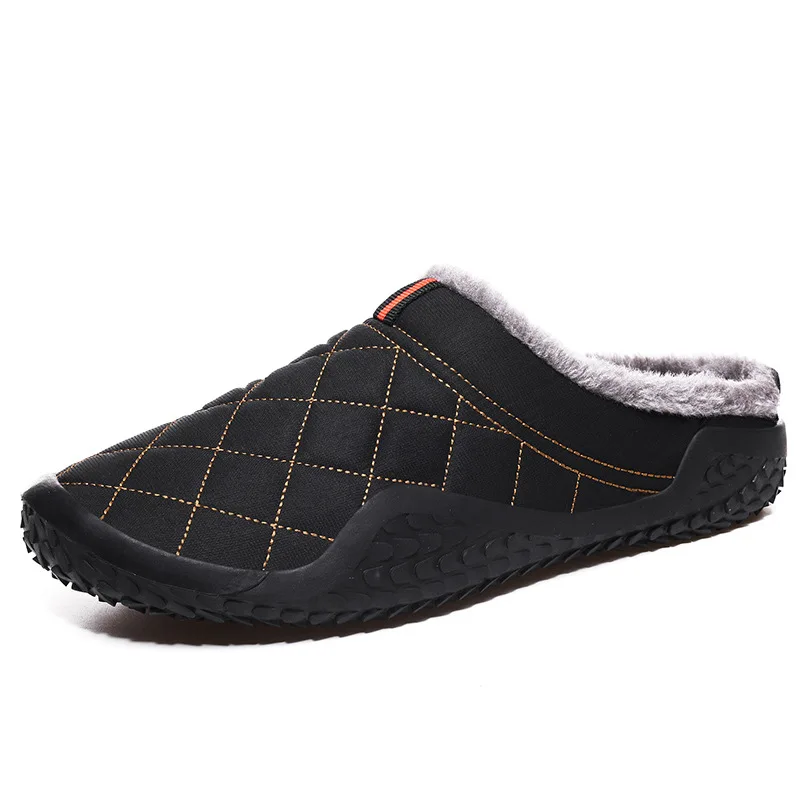 

47 Code MEN'S SHOES Winter plus Velvet Warm Cotton-padded Shoes Large Size 46 Indoor Home Cotton Slippers Men 45 Lazy ban tuo xi