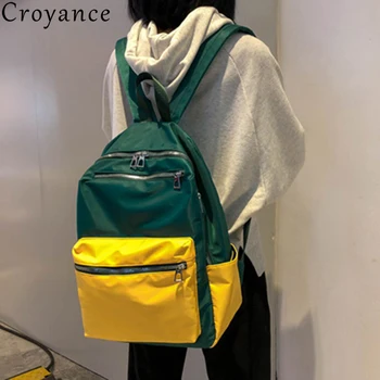 

Croyance Fashion Women Backpacks Nylon Solid Color Women's Backpack Large Capacity Travel Shoulder Bag Female Student Knapsack