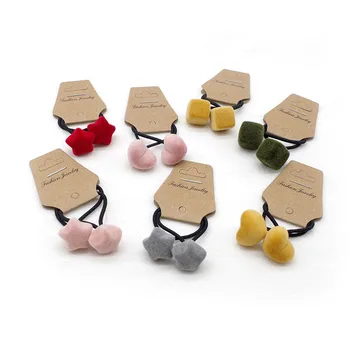 

Children Hair Band Velvet Cloth Star Heart Square Girls Headband Rubber Band