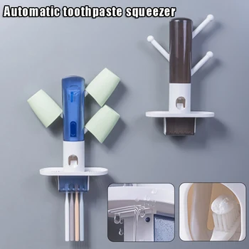 

Automatic Toothpaste Dispenser Hands Free Toothpaste Squeezer for Family Washroom with Cup Holder Health99