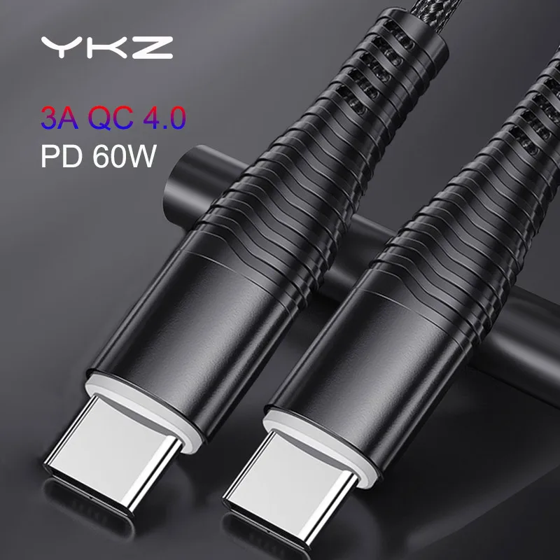 Кабель YKZ Type C на 3A PD 60W кабель для быстрой зарядки QC4.0 3 0 c шнур передачи данных