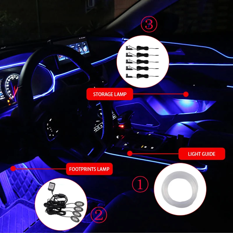 BLALION 1 In 13 Car EL Neon Strip Light Car Ambient Light Sound Control RGB LED Decorative Auto Interior Atmosphere Lamp