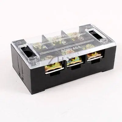 

600V 45A Dual Rows 3P 3 Positions Covered Barrier Screw Terminal Block