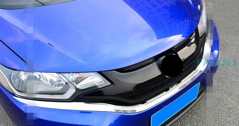 Для Honda FIT- отделка переднего бампера полоса сетка украшение яркая полоса из нержавеющей стали Декоративная полоса автомобильные аксессуары