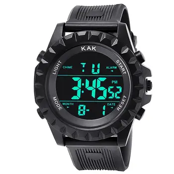 

KAK Sports Waterproof Round Dial Luminous Alarm Time Date Digital Wrist Watch relogio mas-culino zegarek damski 2019 New Hot