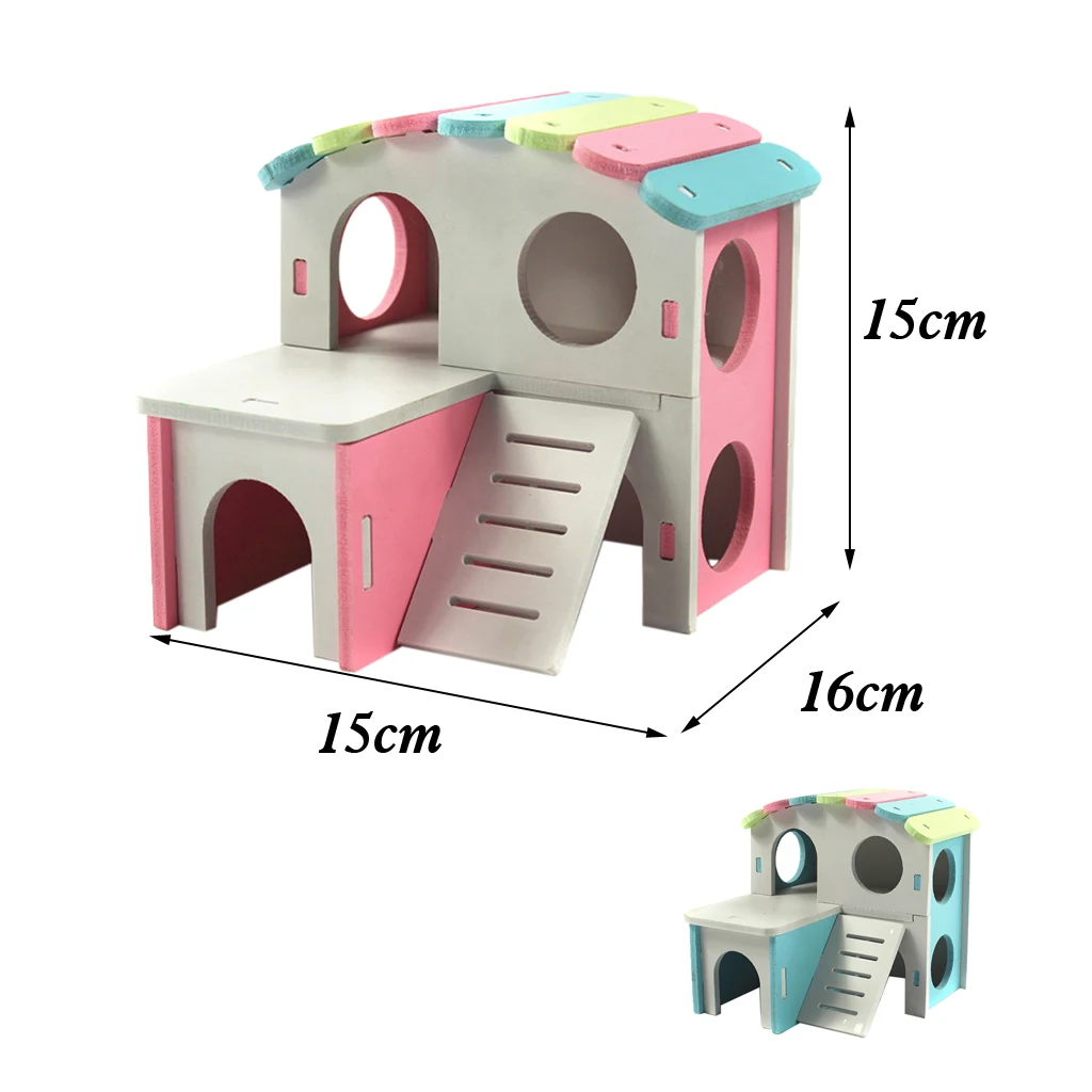 Small Pet Guinea Pig Hamster House Wooden Cabin Climb Play House Cage Toy