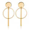 Simple fashion gold color Silver plated geometric Long Circle earrings for women fashion big hollow drop earrings jewelry ► Photo 2/6