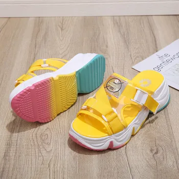 

Obsteqar Women Casual Shoes Fashion Comfortable Beach Rainbow Platform Sandals 2020 Summer Newest Women's Sandals Chunky Shoes