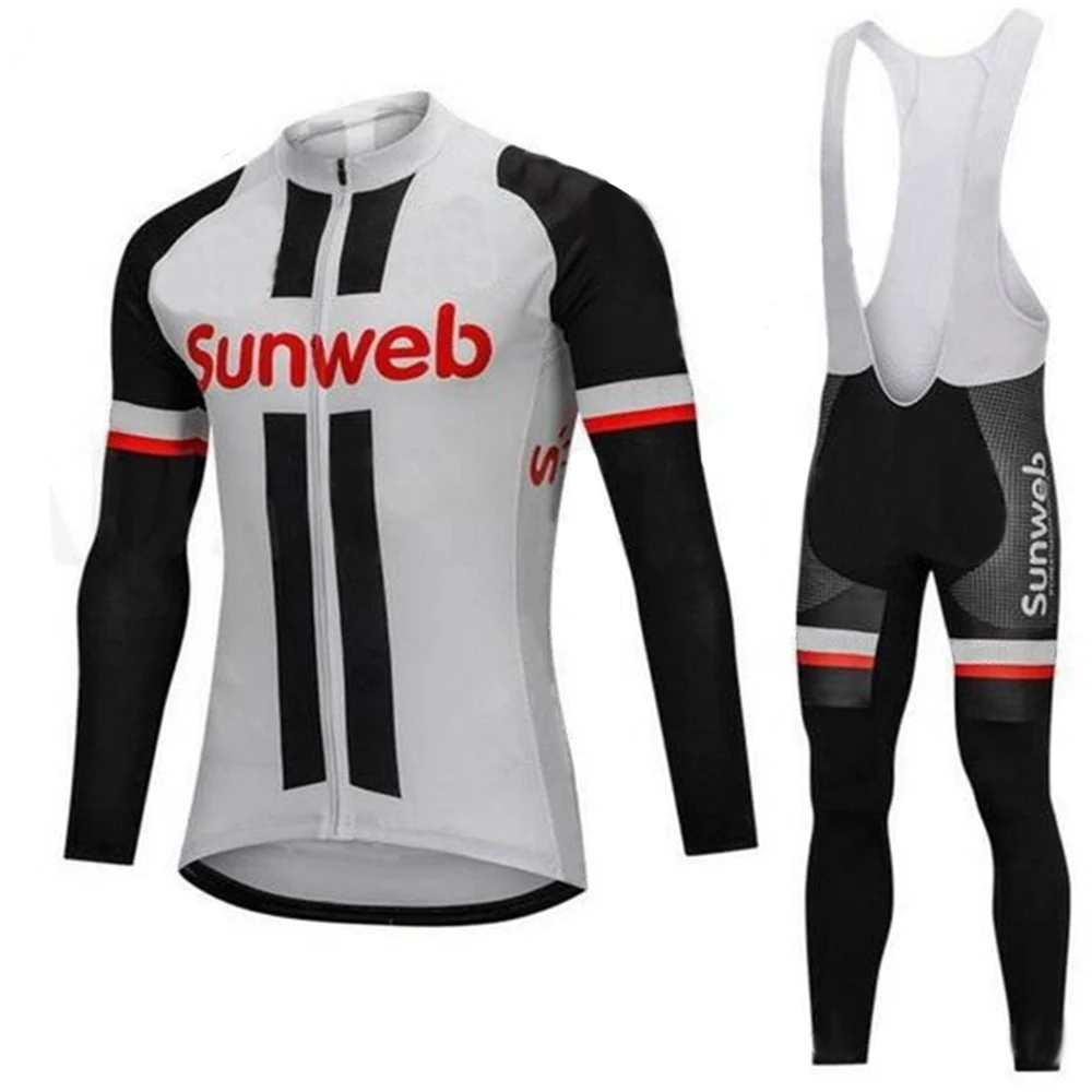Весна и лето roupa ciclista sunweb с длинным рукавом Джерси костюмы для мужчин для верховой езды набор Быстросохнущий Maillot 12D PAD лайкра длинные брюки - Цвет: no fleece set 3