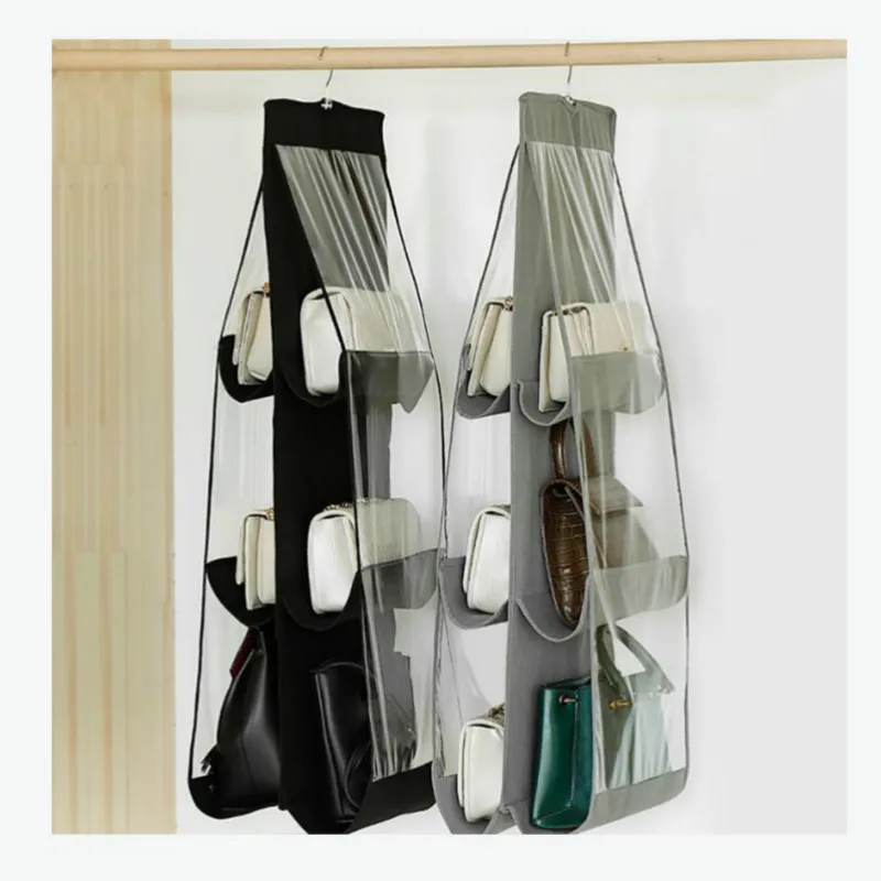 6 Pocket Hanging Handbag Organizer for Wardrobe Closet Transparent Storage Bag Door Wall Clear Sundry Shoe Bag with Hanger Pouch 6 Pocket Hanging Handbag Organizer for Wardrobe Closet Transparent Storage Bag Door Wall Clear Sundry Shoe Bag with Hanger Pouch