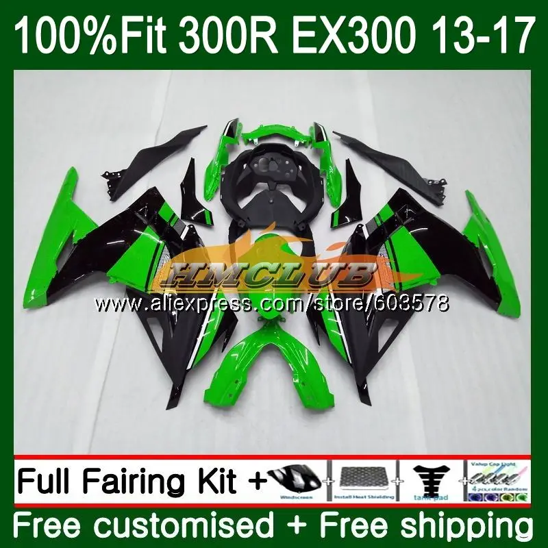 Инъекции для KAWASAKI NINJA ZX3R ZX 300R 13, 14, 15, 16 лет 25CL. 72 цвета: зеленый, черный EX300 ZX-3R ZX300R 2013 обтекатель - Цвет: No. 1