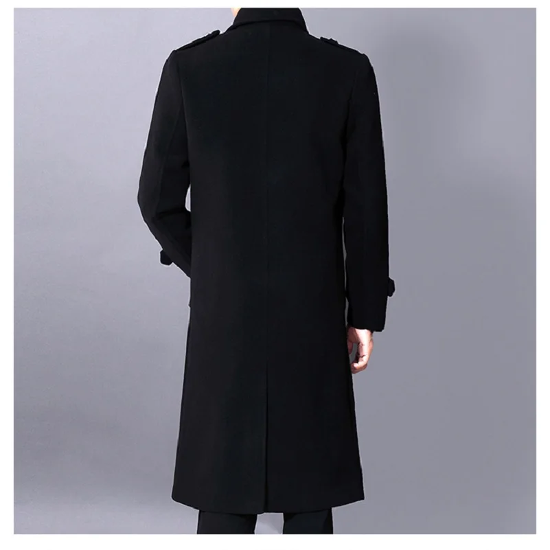 Новинка, мужской зимний теплый Тренч, шерстяное пальто, мужское двубортное приталенное повседневное пальто, однотонная деловая верхняя одежда