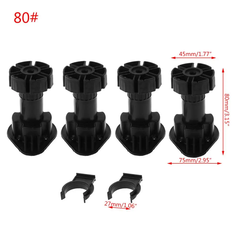 80mm(to 100mm) 4 шт Регулируемая высота ножки шкафа для кухни ванной 95AA - Цвет: 80mm(to 100mm)