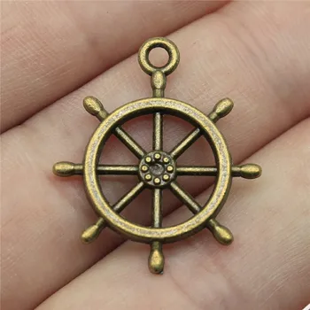 

WYSIWYG 4pcs Charms Rudder Antique Bronze Color 27x23mm Metal Alloy Jewelry DIY Accessories