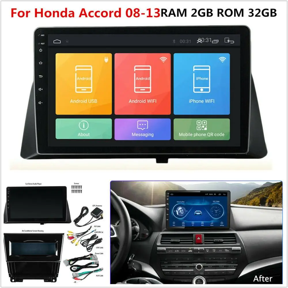 10," 2Din Android 9,1 Автомагнитола gps Navi мультимедийный автомобильный без dvd-плеера для 2008 2009 2010 2011 2012 2013 Honda accord