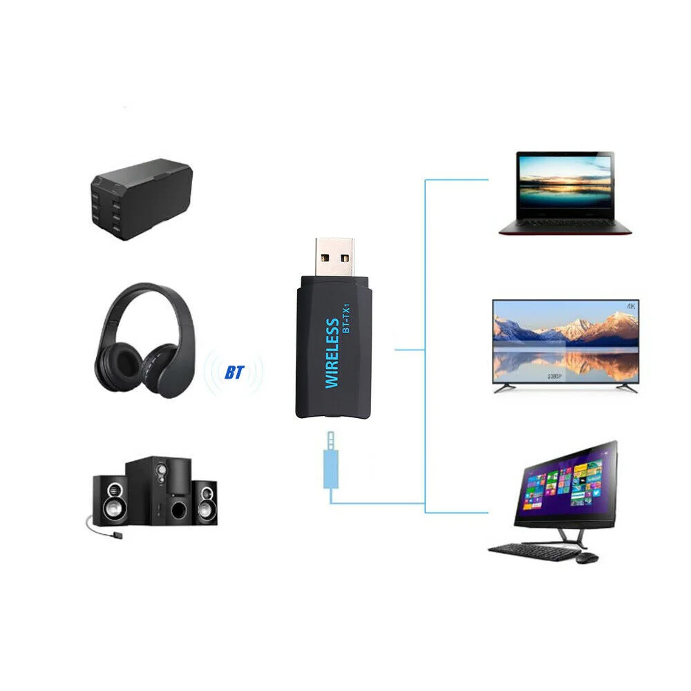 ?  Bluetooth Transmitter Wireless Audio Adapter 3.5mm USB Dongle For Home TV    Enjoy wireless transmission