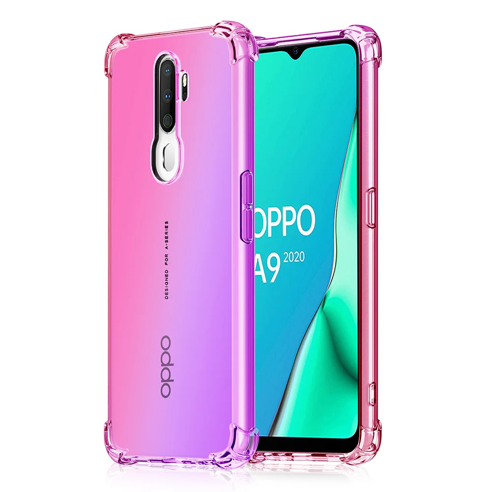 Для oppo A9 чехол для телефона двойной градиент цвета кристально чистый противоударный защитный чехол для oppo A5 чехол