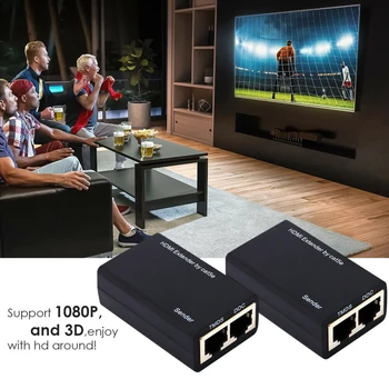 

New HDMI Over RJ45 CAT5e CAT6 LAN Ethernet Balun Extender Repeater Up to 100ft 1080P
