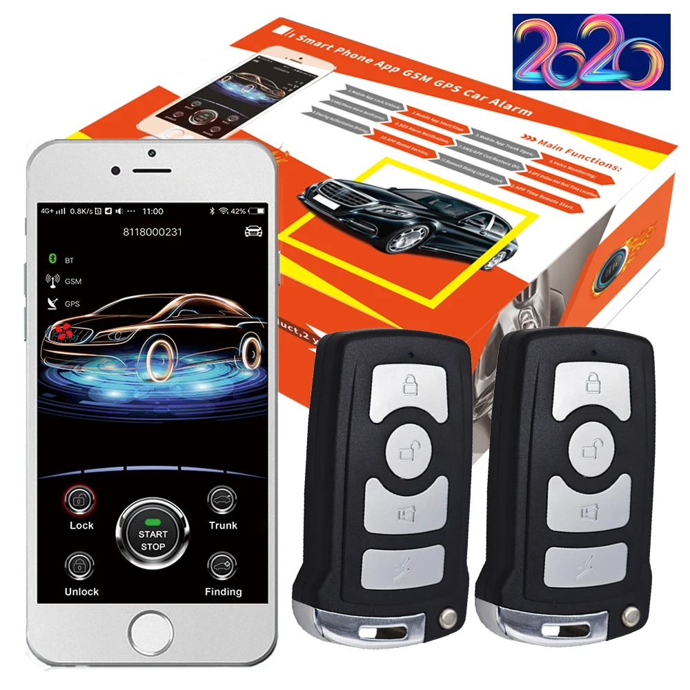 Cardot 2g Smart Key Engine Start Stop Vehicle Alarm Bluetooth Pke Car Alarm System Alarm System Mobile System Extensionsalarm Wireless System Aliexpress