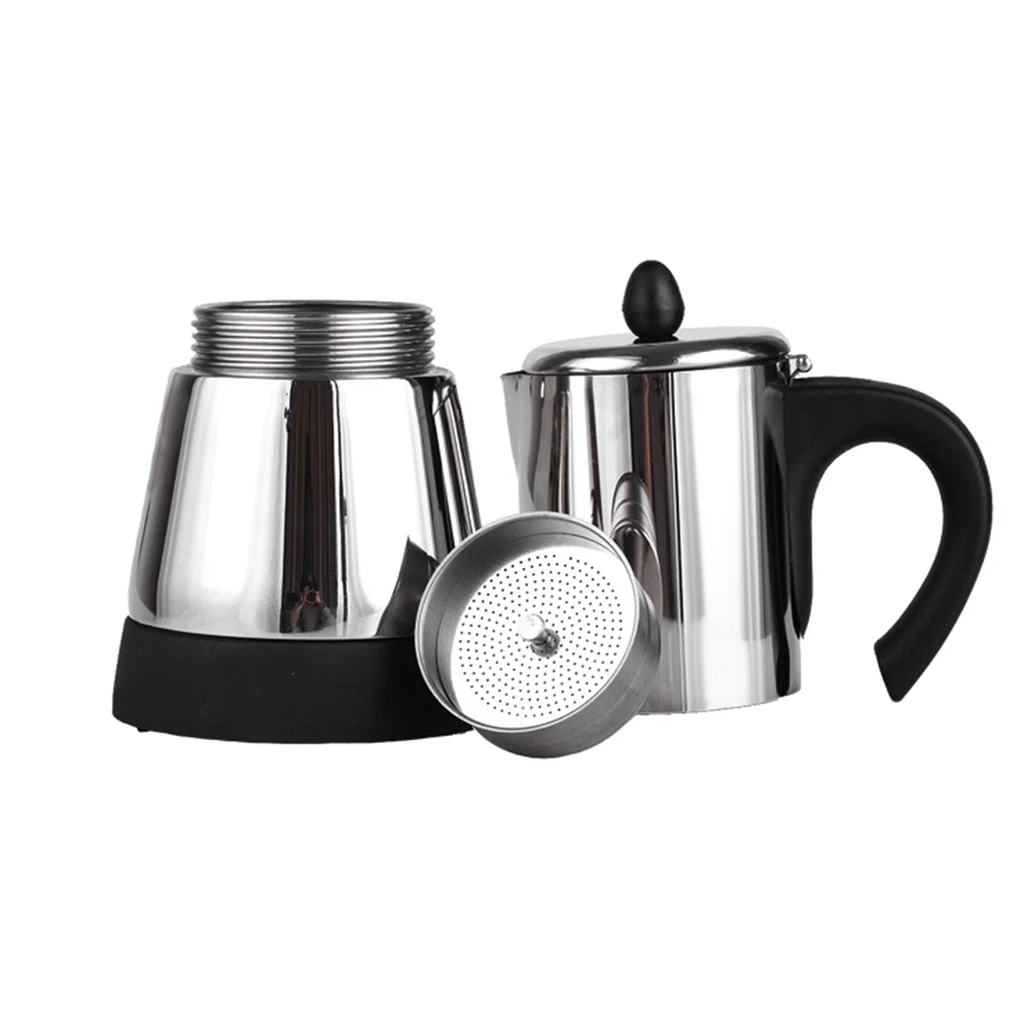 Portable Electric Espresso Coffee Maker Moka Pot Stainless Steel Latte Percolator Stove Top Coffee Maker Kettle 4/6 Cup Home