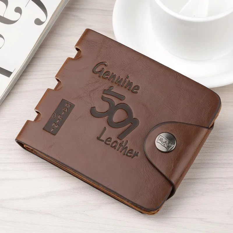 

Male PU Leather Wallet Card Holder Male Fashion Wallet Small Buckle Purse mini Retro Skinny Purse Clutch Credit Card Bag Cartei