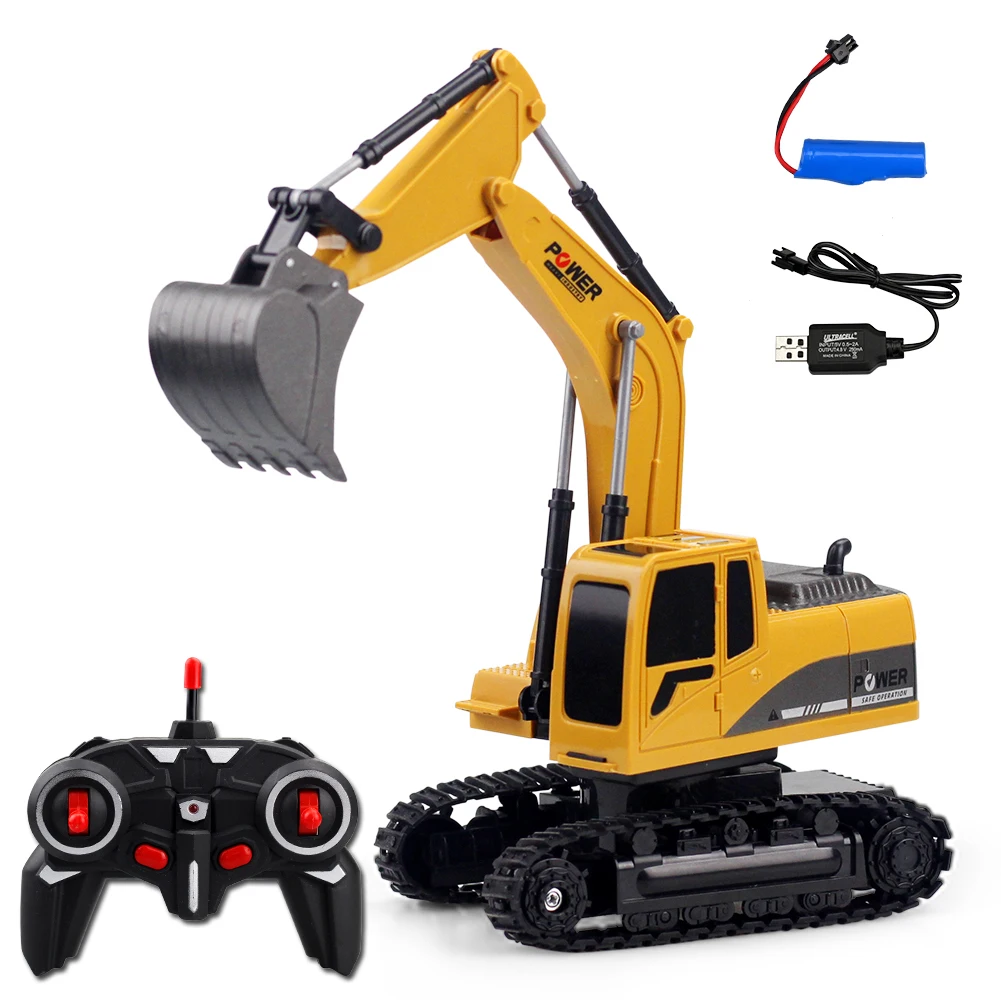 

6 Channels Wear Resistant Digger With Light Engineering Vehicle RC Excavator Wireless Toys Kids USB Rechargeable Electronic Gift
