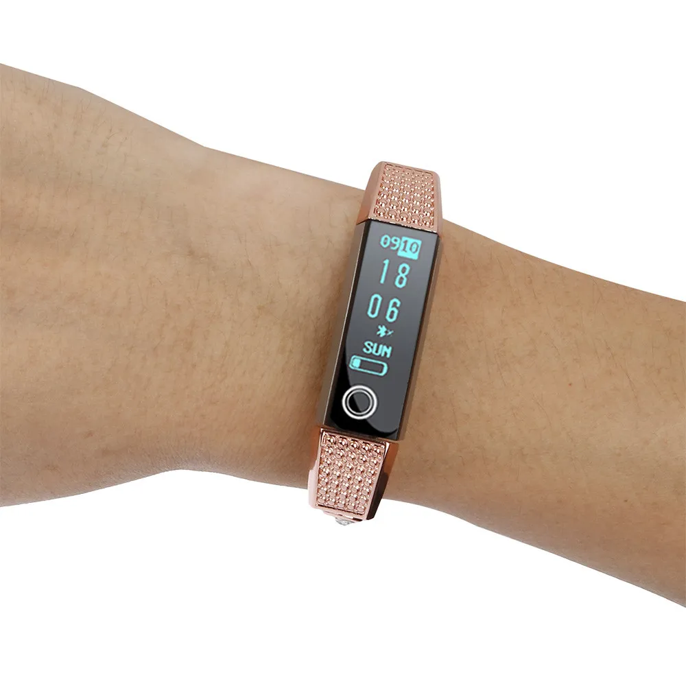 Браслет Ouhaobin из нержавеющей стали с бриллиантами для Fitbit Alta hr, браслет для часов Fitbit, часы Alta, браслет 101#2