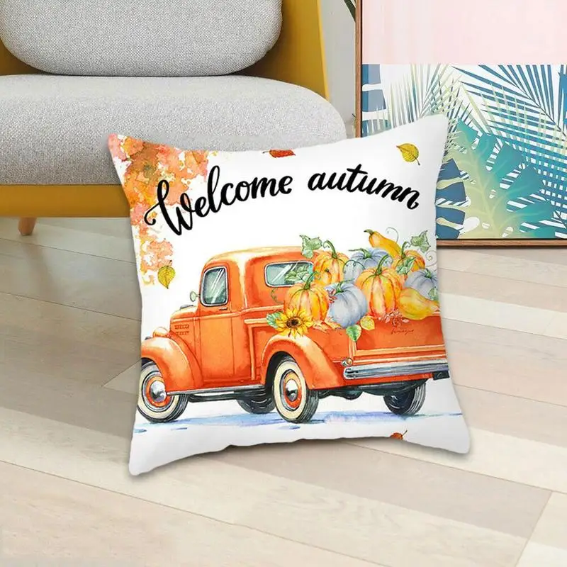 1pc Thanksgiving Autumn Maple Leaf Pumpkin Printed Peach Party Pillowcase Cover Skin Decoration 45*45cm Pillowcase Car Home K8K3