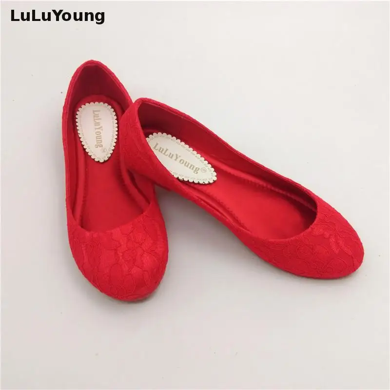 Для женщин красные свадебные туфли женская обувь на плоской подошве брак