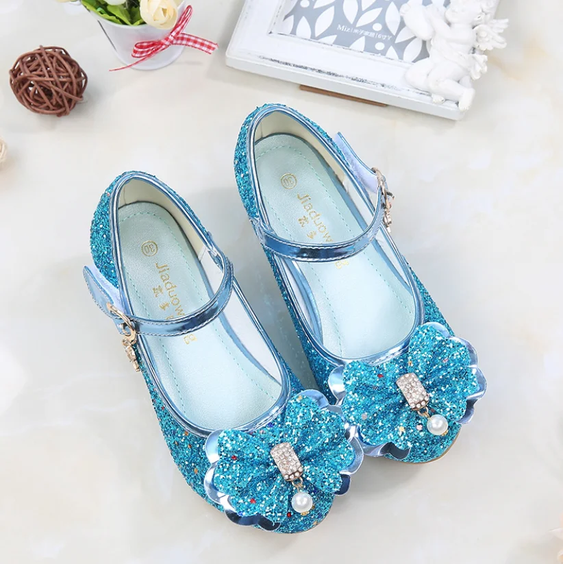 Туфли детские на высоком каблуке сандалии принцессы для танцев кожаные модные