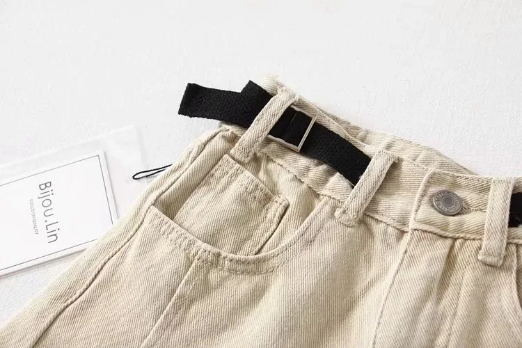 Europe And America INS Trend 5-Color Models Women's Elastic High-waisted Adjustable Belt Crimping Shorts Cowboy Shorts Female Su