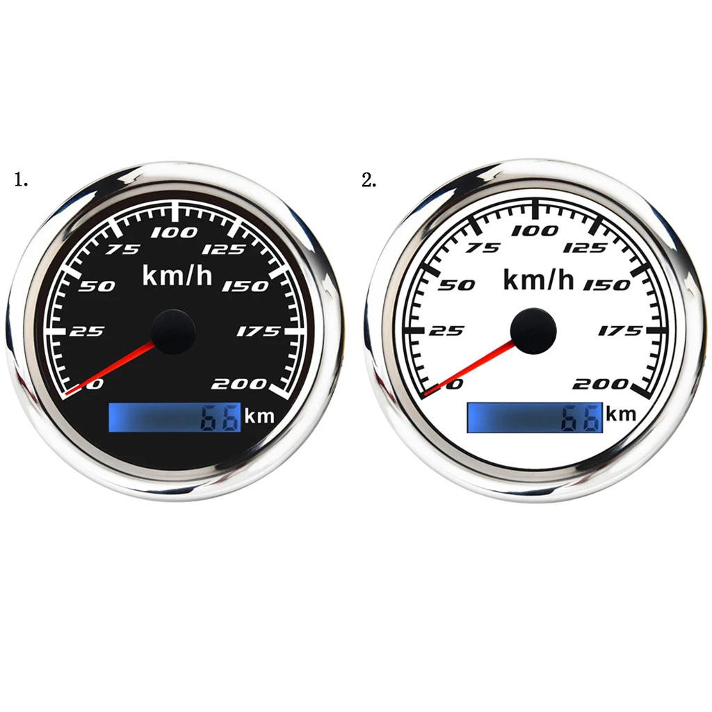  200KM/h 85mm Car Boat Digital GPS Speedometer Odometer Gauge Antenna with Rubber Plug for Motorcycle Yacht Vessel Vehicle