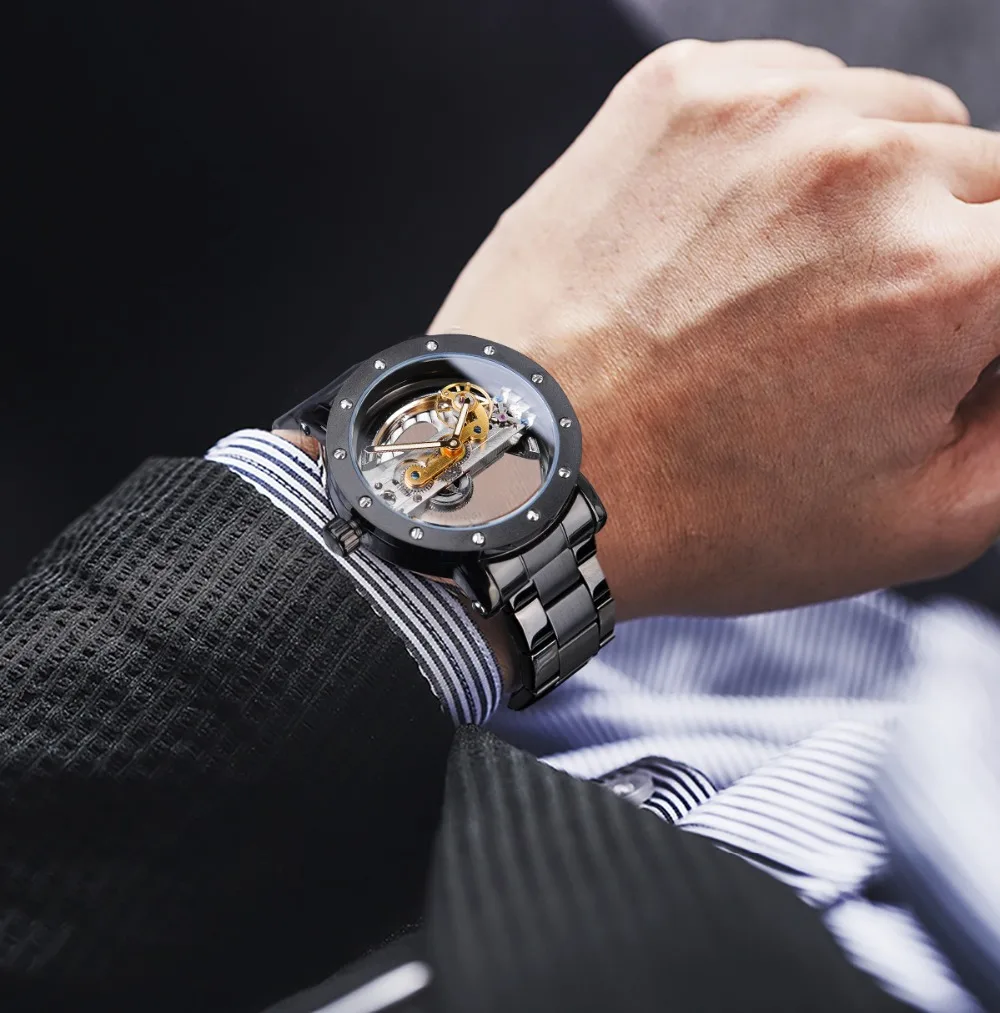 Forsining мужские часы механические Автоматические Мужские часы Лидирующий бренд Legend прозрачные модные бизнес часы из нержавеющей стали