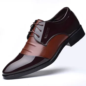 

Men Casual Patent Leather Shoes Luxury Classic Men Lace-Up Oxford Business Wedding Party Office Shoes Men Dress Shoes Size 38-48