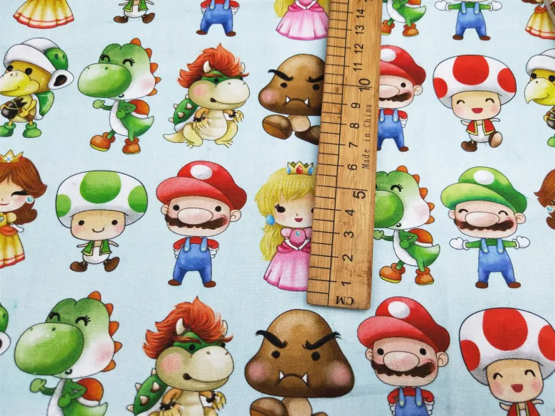 145 см ширина Super boy Bros принцесса розовый хлопок ткань для маленьких девочек одежда