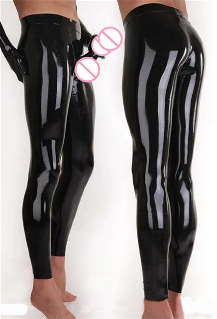 

Сексуальные мужские латексные брюки с презервативами ручной работы с высокой талией латексные леггинсы