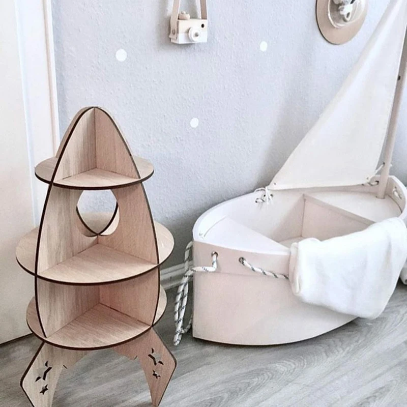 DIY скандинавские игрушки Woden трехмерная ракета модель для детской комнаты украшения полка аксессуары для дома