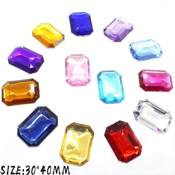 

Simple Shiny 30 pcs large rectangular wedding sticky decoration accessories beautiful acrylic parts DIY holiday jewelry design