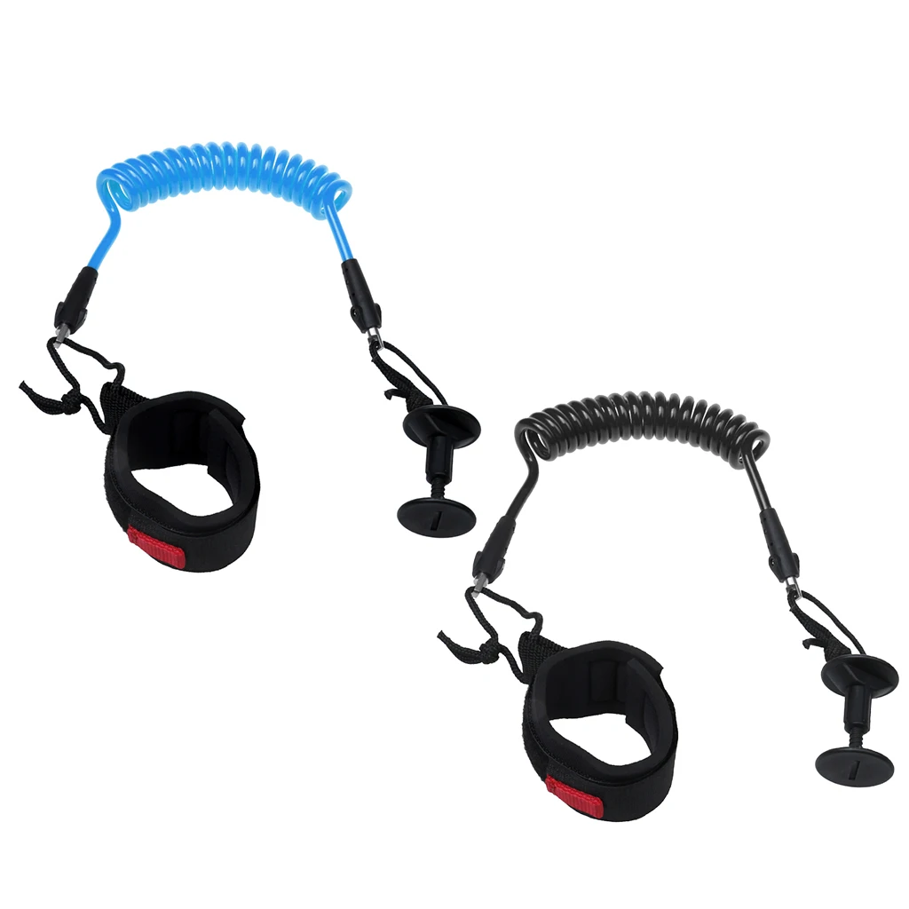 2pcs Bodyboard Coiled Wrist Leash Bodyboard Wrist Leash 5 Ft Black+Blue Great Accessary for your Friends