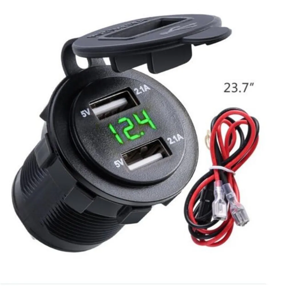 

Dual USB Interface Car Coltage Display Charger Adapter Mini LED Voltmeter Car Mini LED Digital Voltage Display For ipad Phone