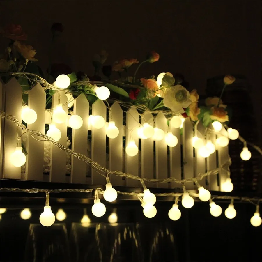 3 м 5 м 10 м светодиодные гирлянды с белым шариком AC110V/220 V праздника украшение праздника лампы Рождественские Огни наружное освещение