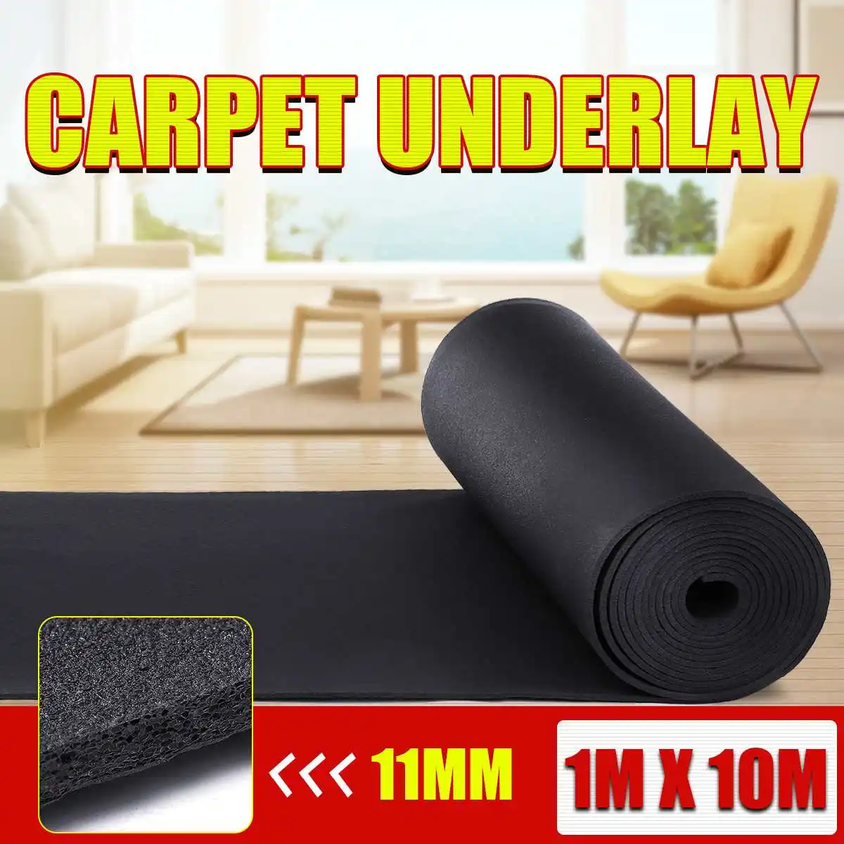 

1x10M Luxury Cushion Carpet Underlay Sound Insulation Lounge Hall KTV 11mm Thick Non Slip Rug Underlay Runner Home Accessories