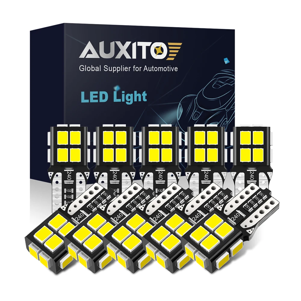 AUXITO NEW 10Pcs T10 LED Lights 2835 SMD W5W LED Bulb Canbus No Error Car Interior Lighting Automotive Dome Lamp 6000K White
