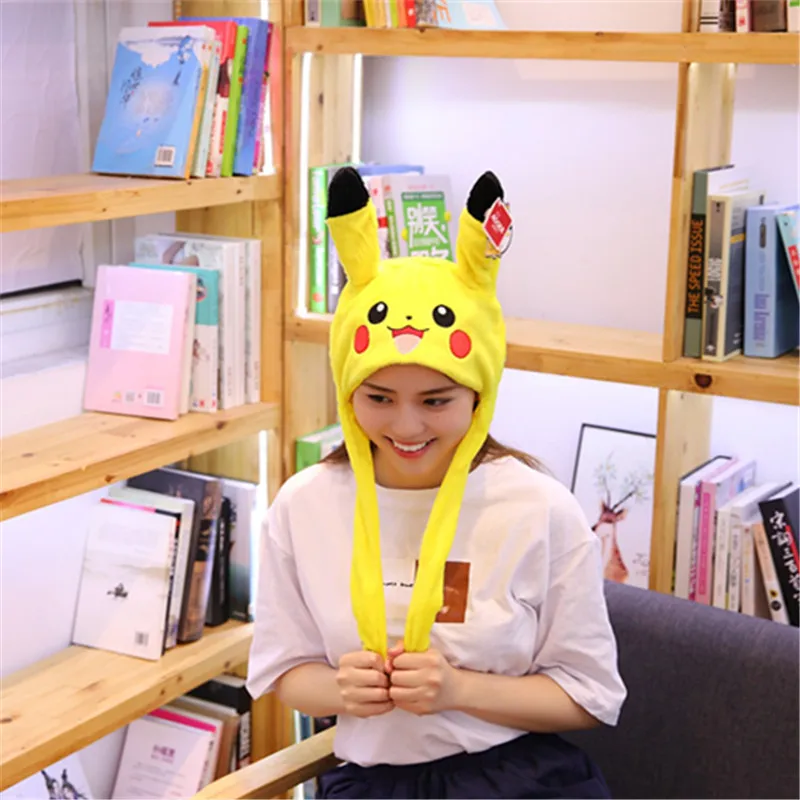 Explosion anime cartoon pikachu plush toy doll pikachu backpack moving ear cap creative personality gift ornament pendant
