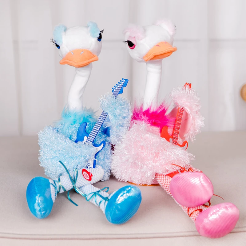 Cartoon ostrich enchanting bird Douyin flamingos force people to dance, sing, electric fluffy Xmas Gifts for Girls Kids Children