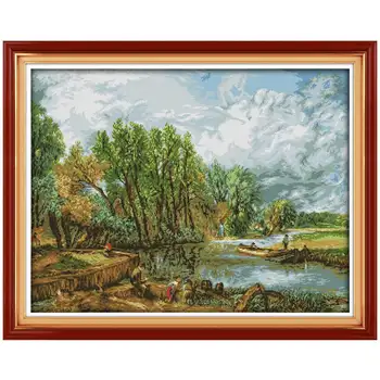 

Riverside scenery counted 11CT 14CT DIY kit Chinese wholesale Chinese Cross Stitch embroidery needlework Sets home decor